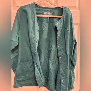 Grey's Anatomy Teal Button-Up Scrub Top